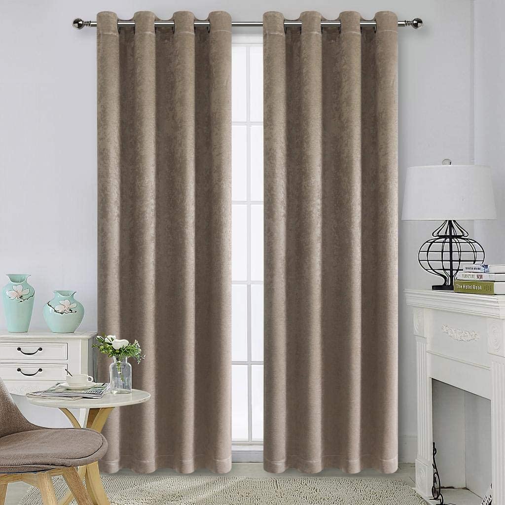 Ruthyâ€™s Textile Blackout Curtains for Bedroom - Grommet Room Darkening Curtains for Living Room, Set of 2 Panels - Size 52 X 84 Inch Each