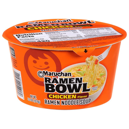Maruchan Bowl Chicken Flavor Ramen Noodles with Vegetables 3.31 OZ (Pack of 12)