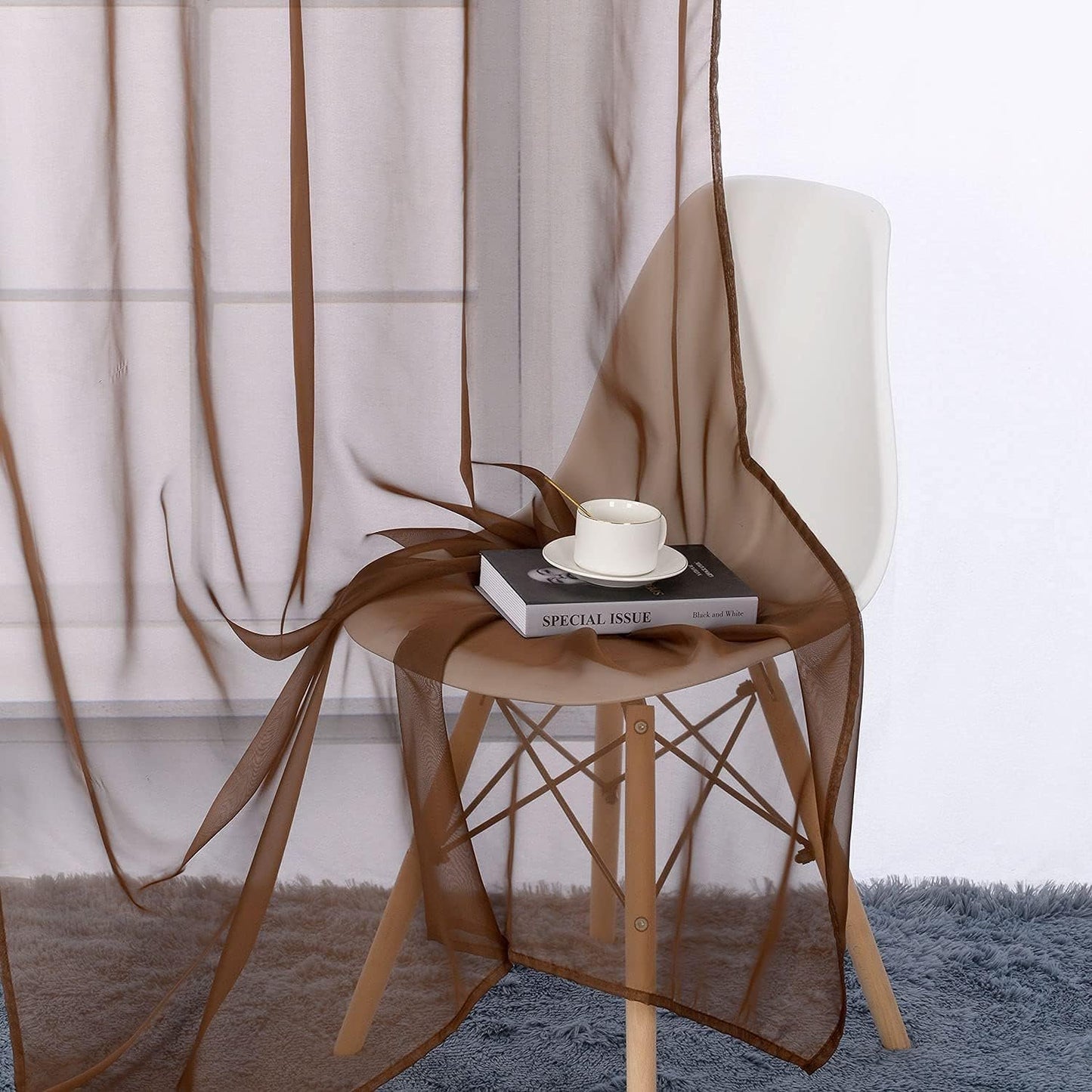 2PC Voile Window Sheer Curtains Grommet Panels Bedroom & Living Room 54" X 84"