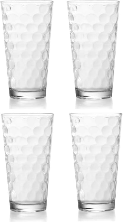Ruthy's Outlet Drinking Glasses Set of 4 Glass Cups, 14 Oz. Basic Cooler Glassware, ideal for Water, Juice, Cocktails, Iced Tea and more. Dishwasher Safe.