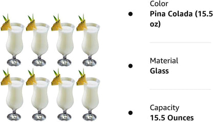 epure Firenze Collection 8 Piece Margarita Glass Set - Classic For Drinking Margaritas, Pina Coladas, Daiquiris, and Other Cocktails (Margarita (10 oz))