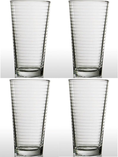 Ruthy's Outlet Drinking Glasses Set of 4 Glass Cups, 14 Oz. Basic Cooler Glassware, ideal for Water, Juice, Cocktails, Iced Tea and more. Dishwasher Safe.